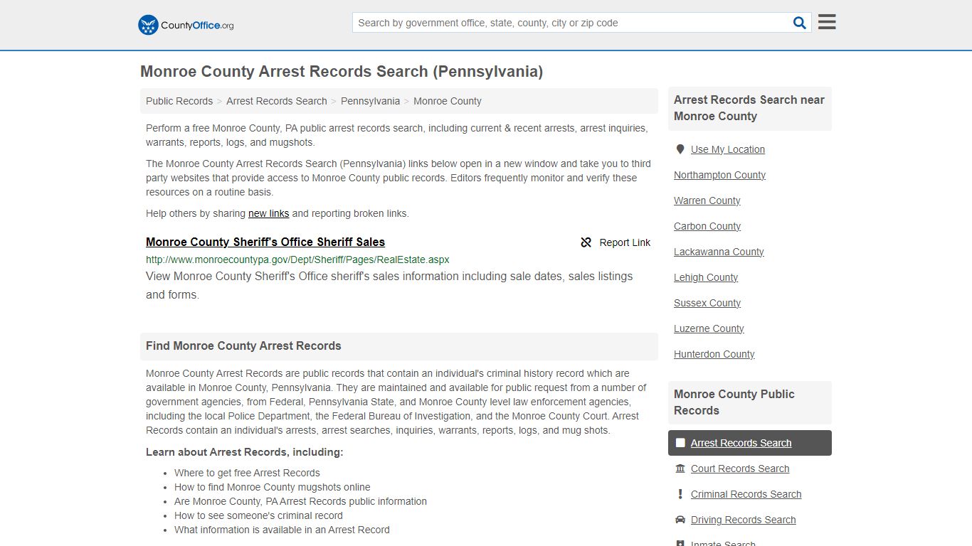 Arrest Records Search - Monroe County, PA (Arrests & Mugshots)