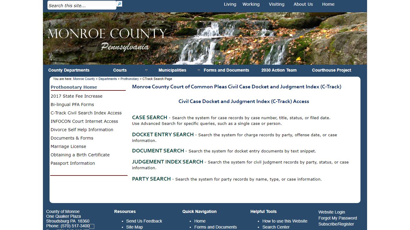 CTrack Search Page - Monroe County, Pennsylvania