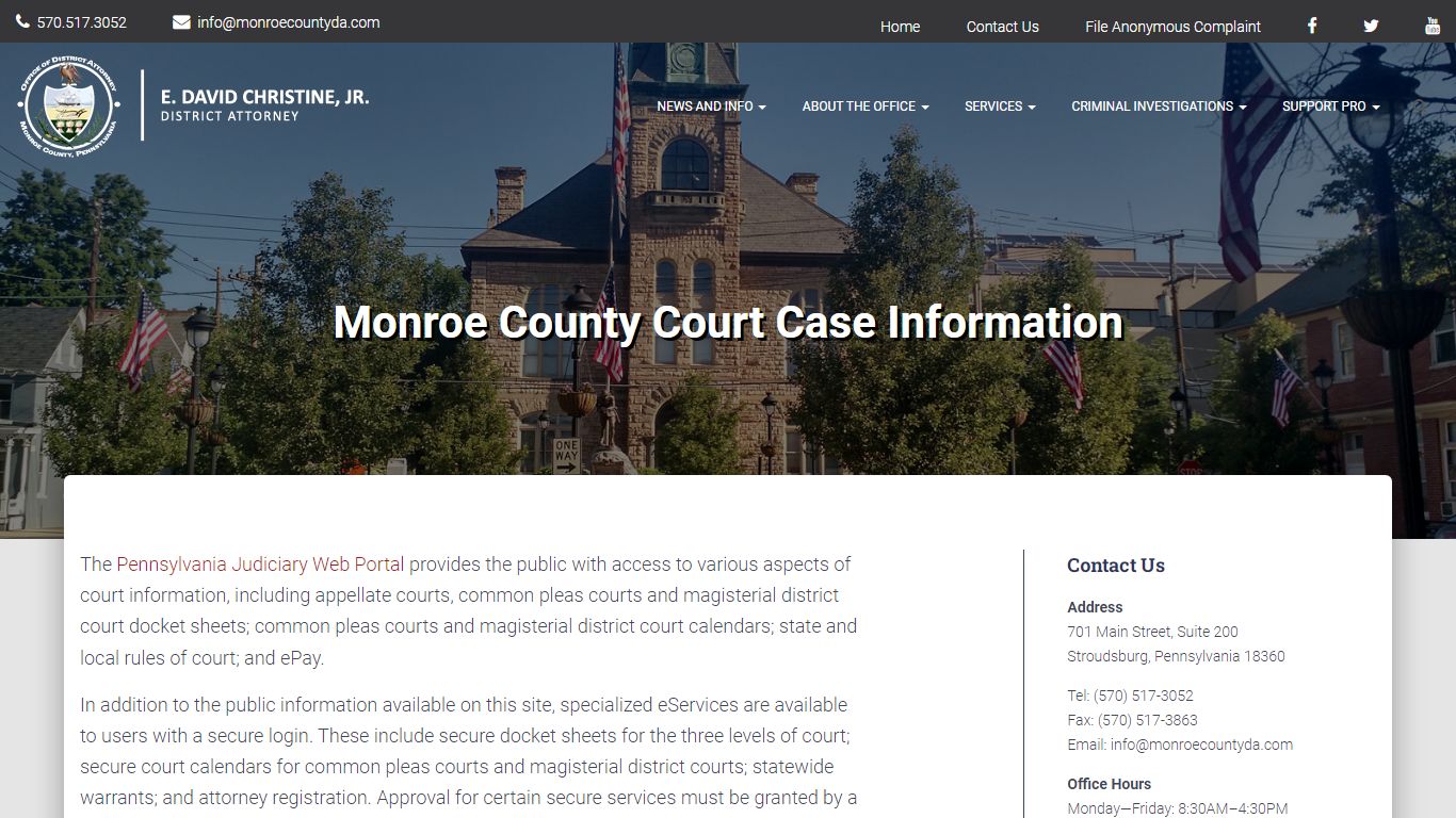 Monroe County Court Case Information - Stroudsburg, Pennsylvania